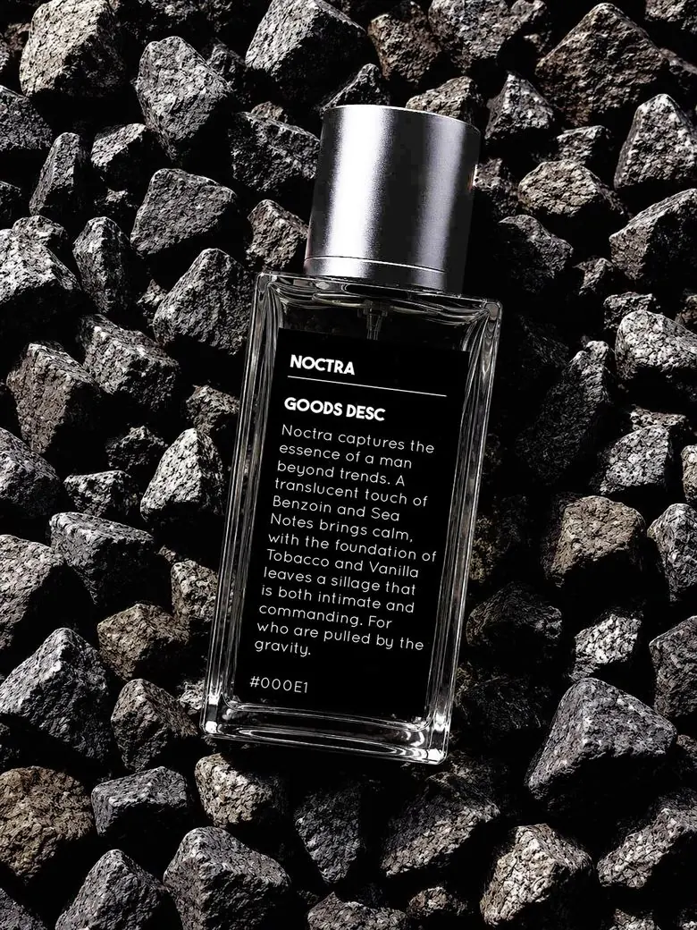 Botol SLVNT Noctra dengan label Goods Desc